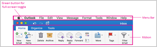 show tool bar in outlook web acess for mac